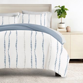 Urban Loft's Bedding Bundle, Patterned Duvet Cover Set, White Comforter And Solid Sheet Set