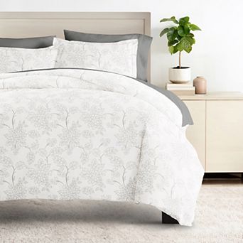 Urban Loft's Bedding Bundle, Patterned Duvet Cover Set, White Comforter And Solid Sheet Set