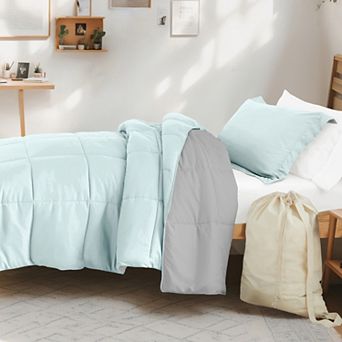 College Bundle, Reversible Comforter Set, Patterned Sheet Set, Pillows And Laundry Bag (Twin XL)