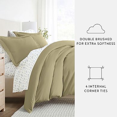 Urban Loft's Bedding Bundle, Solid Duvet Cover Set, White Comforter And Patterned Sheet Set