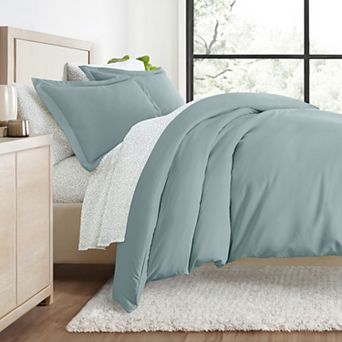 Urban Loft's Bedding Bundle, Solid Duvet Cover Set, White Comforter And Patterned Sheet Set