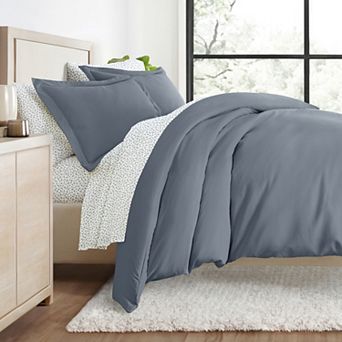 Urban Loft's Bedding Bundle, Solid Duvet Cover Set, White Comforter And Patterned Sheet Set