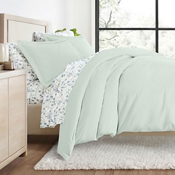 Urban Loft's Bedding Bundle, Solid Duvet Cover Set, White Comforter And Patterned Sheet Set