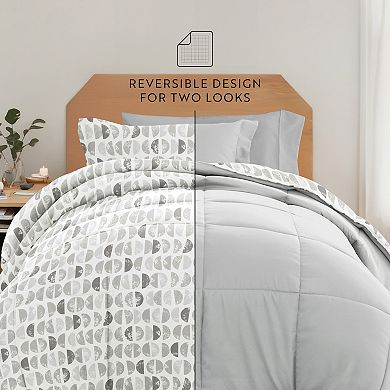 Campus Dorm Bundle, Patterned Comforter Set, Solid Sheet Set, Pillows And Laundry Bag (TWIN XL)