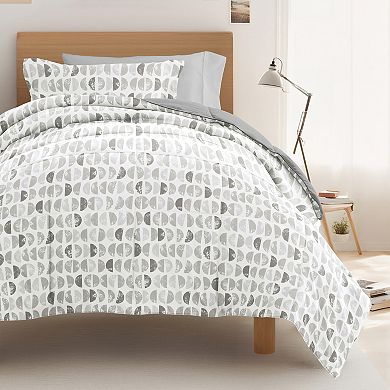 Campus Dorm Bundle, Patterned Comforter Set, Solid Sheet Set, Pillows And Laundry Bag (TWIN XL)