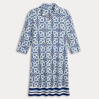 【REST&RECREATION】COLLAR ZIP UP DRESS Navy 1/4 Zip Sport Dress | Cabana Life