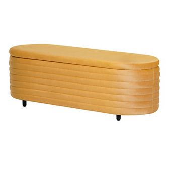Westintrends 54" Mid-century Modern Upholstered Velvet Tufted Oval Storage Bench