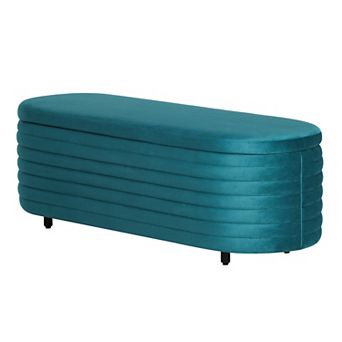 Westintrends 54" Mid-century Modern Upholstered Velvet Tufted Oval Storage Bench