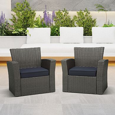 Westintrends Outdoor/patio Square Chair Seat Cushion With Piping (set Of 2), 20" X 19"