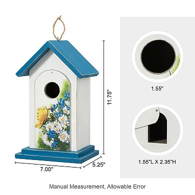 Glitzhome Distressed Solid Wood Butterfly Birdhouses