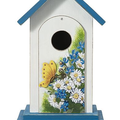 Glitzhome Distressed Solid Wood Butterfly Birdhouses