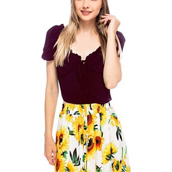 Women's Boho Gathered Crop Top