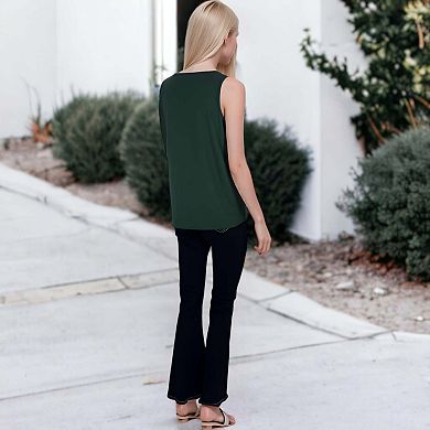 Women's Casual Sleeveless Crew Neck Solid T-shirts Summer Tops