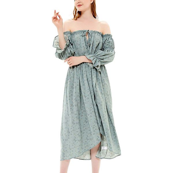 Women's Casual Boho Long Sleeve Off Shoulder Renaissance Dress