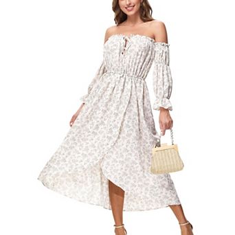 Women's Casual Boho Long Sleeve Off Shoulder Renaissance Dress