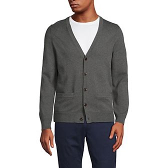 Men's Lands' End Fine Gauge Cotton Cardigan Sweater