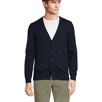Men's Lands' End Fine Gauge Cotton Cardigan Sweater