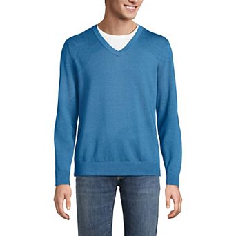 Men's Lands' End Fine Gauge Cotton V-Neck Sweater