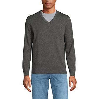 Men's Lands' End Fine Gauge Cotton V-Neck Sweater