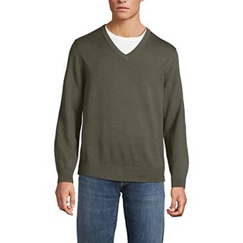 Men's Lands' End Fine Gauge Cotton V-Neck Sweater