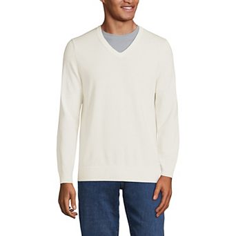 Men's Lands' End Fine Gauge Cotton V-Neck Sweater