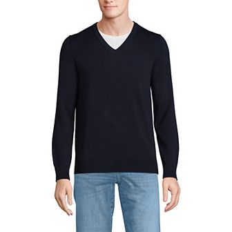 Men's Lands' End Fine Gauge Cotton V-Neck Sweater
