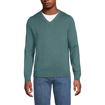 Men's Lands' End Fine Gauge Cotton V-Neck Sweater