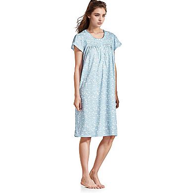 Women's Cap Sleeves Floral With Lace Design Nightgown