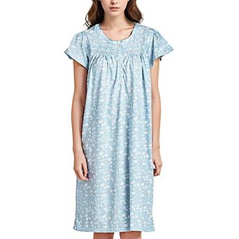 Women's Cap Sleeves Floral With Lace Design Nightgown