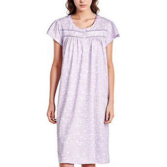 Women's Cap Sleeves Floral With Lace Design Nightgown