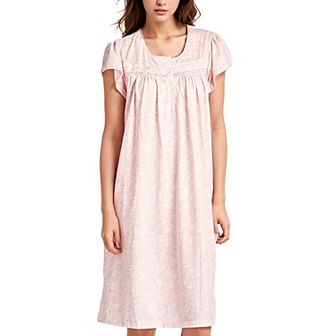 Women's Cap Sleeves Floral With Lace Design Nightgown