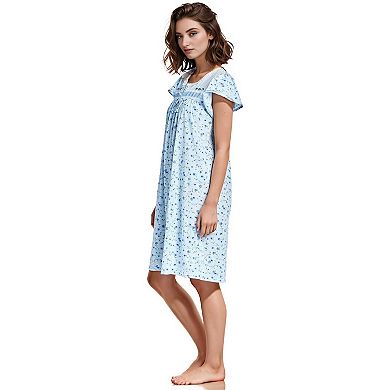 Women's Cap Sleeves Ribbon Lace And Floral Design Nightgown