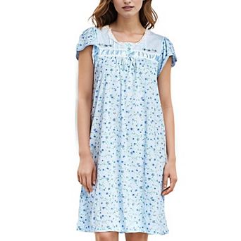 Women's Cap Sleeves Ribbon Lace And Floral Design Nightgown