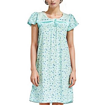 Women's Cap Sleeves Ribbon Lace And Floral Design Nightgown