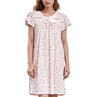 Women's Cap Sleeves Ribbon Lace And Floral Design Nightgown