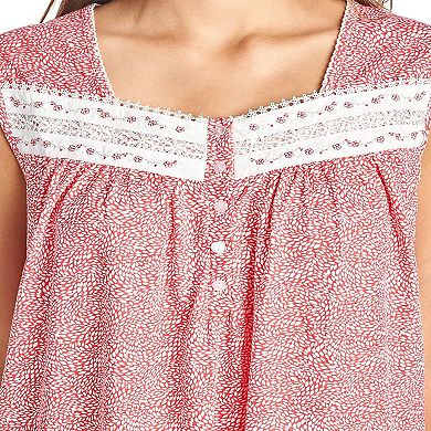 Women's Cap Sleeves Floral Leaf Wih Embroidery Lace Design Nightgown