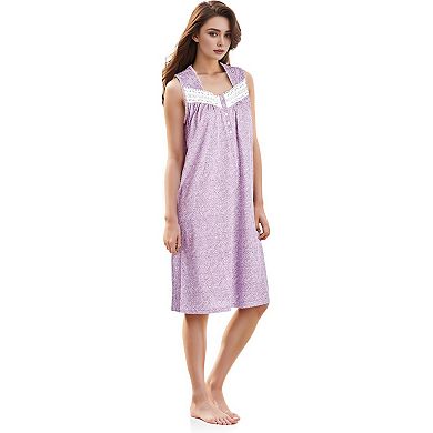 Women's Cap Sleeves Floral Leaf Wih Embroidery Lace Design Nightgown