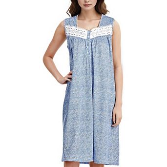 Women's Cap Sleeves Floral Leaf Wih Embroidery Lace Design Nightgown