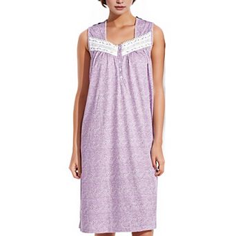 Women's Cap Sleeves Floral Leaf Wih Embroidery Lace Design Nightgown