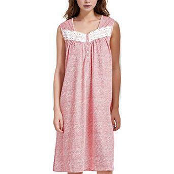 Women's Cap Sleeves Floral Leaf Wih Embroidery Lace Design Nightgown