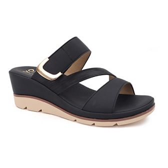 Yoki Sicily Women's Open-Toe Strappy Low Wedge Slip-On Sandals