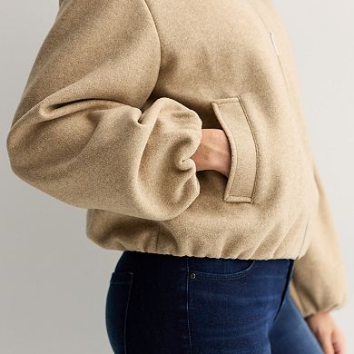 Women's Nine West Zip Front Bubble Sleeve Jacket