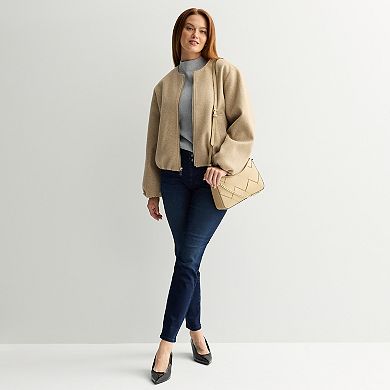 Women's Nine West Zip Front Bubble Sleeve Jacket