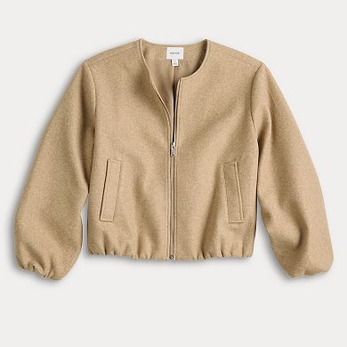 Women's Nine West Zip Front Bubble Sleeve Jacket