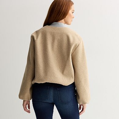 Women's Nine West Zip Front Bubble Sleeve Jacket