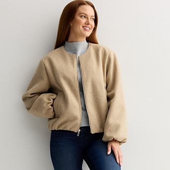 Women's Nine West Zip Front Bubble Sleeve Jacket