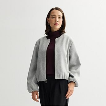 Women's Nine West Zip Front Bubble Sleeve Jacket