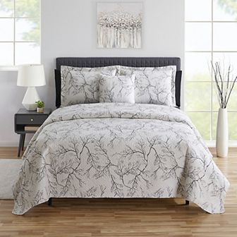 Clara Clark 7 pc Leaf Print Bedspread Coverlet Set
