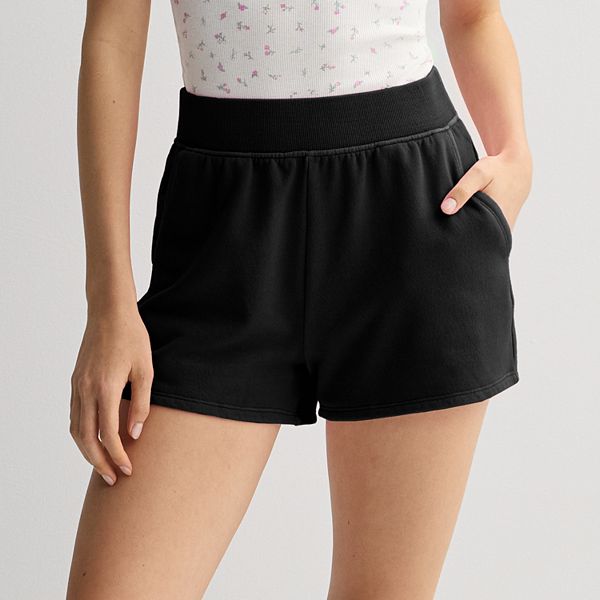 Juniors' SO® Rib Waistband Fleece Short - Black Luxe (X SMALL)