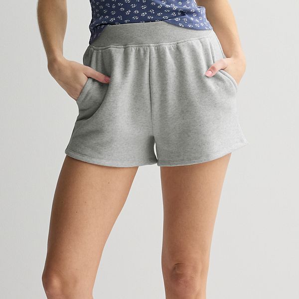 Juniors' SO® Rib Waistband Fleece Short - Gray Fox Heather (X SMALL)